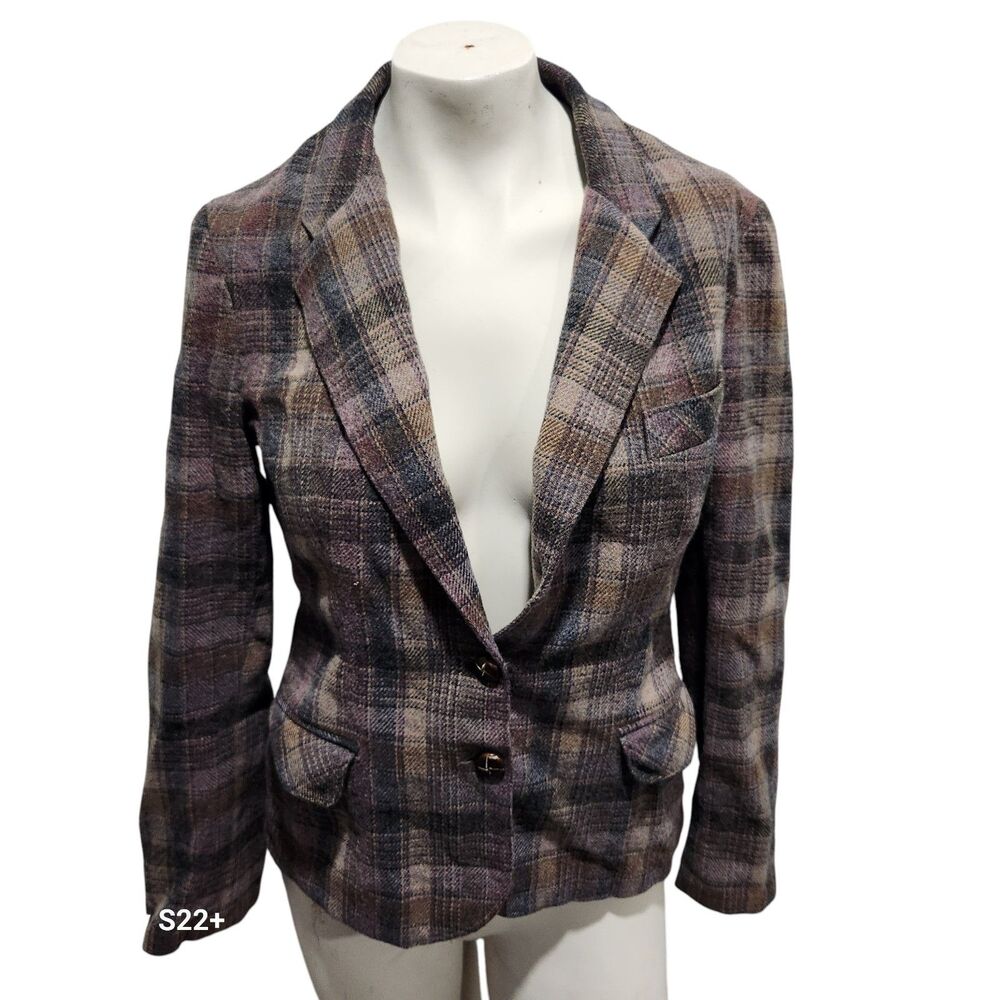 Peerless of Boston Vintage Blazer Womens SZ 16 Dark Academia Preppy Wool Plaid